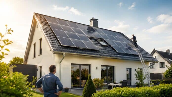 Solaranlage nachrüsten: Modernes Eigenheim nutzt Sonnenstrom